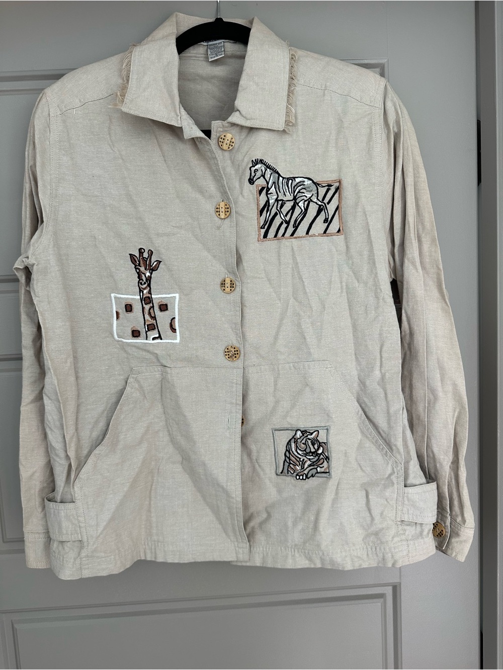 Vintage button down with safari embroidery